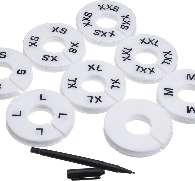 Eboot 40 Pieces Clothing Size Dividers Retail Round Closet Size Dividers White Hangers Plastic Clothes Rack Preprinted in XXS to XXL for Home or Clothing Store - Image 4