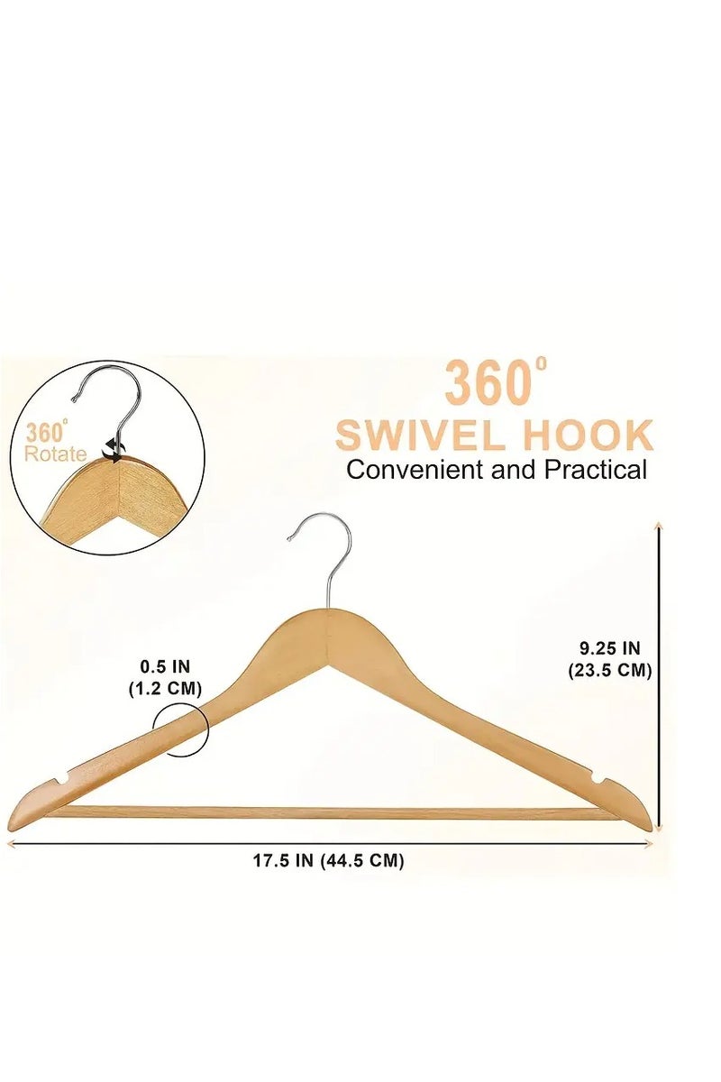 أداك مجموعة شماعات أداك الخشبية الفاخرة – 10 قطع مانعة للانزلاق، مضادة للتشوه مع أخاديد لتثبيت الملابس - Image 2