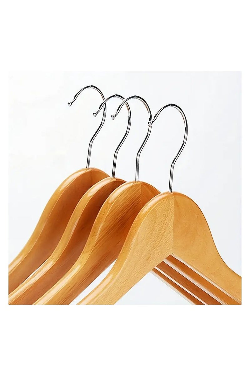 أداك مجموعة شماعات أداك الخشبية الفاخرة – 10 قطع مانعة للانزلاق، مضادة للتشوه مع أخاديد لتثبيت الملابس - Image 3