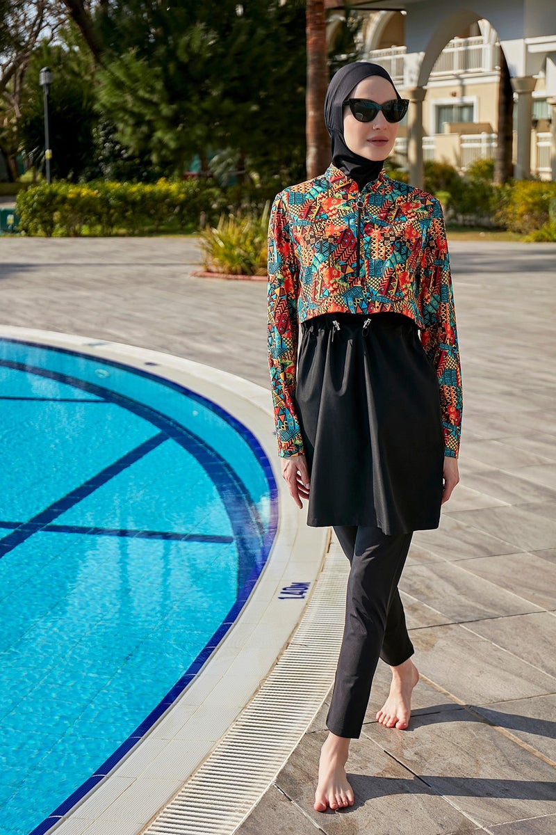 Remsa Mayo Remsa Swimsuit Remsa Parachute Fully Covered Hijab Swimsuit R117 Büşra  - Image 4