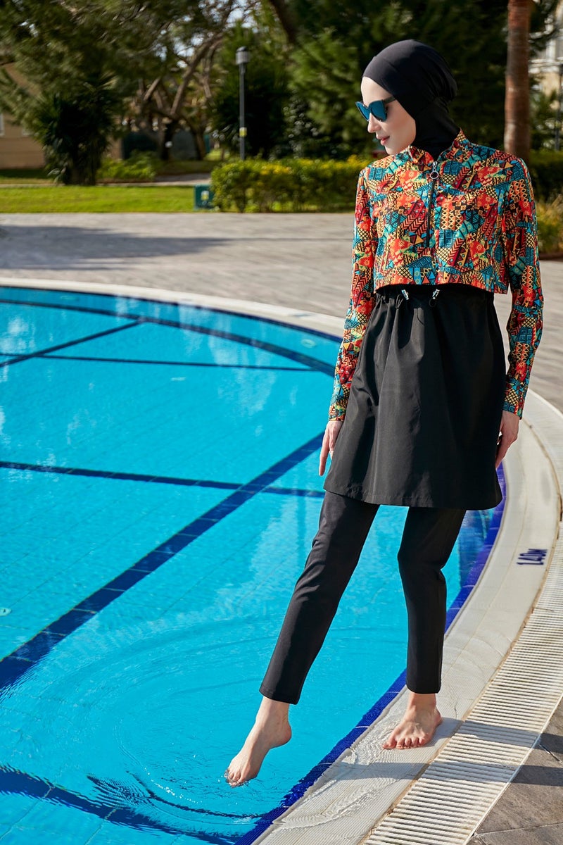 Remsa Mayo Remsa Swimsuit Remsa Parachute Fully Covered Hijab Swimsuit R117 Büşra  - Image 3