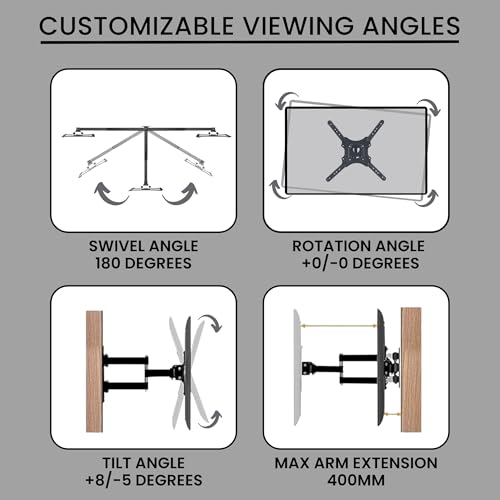 RISSACHI® TV Stand | Wall Mount TV Stand Swivel and Tilt Viewing Angle Adjustment Bracket for 32–60 Inch LED LCD TVs | Universal VESA Compatible | Metal Build (P4) - Image 3