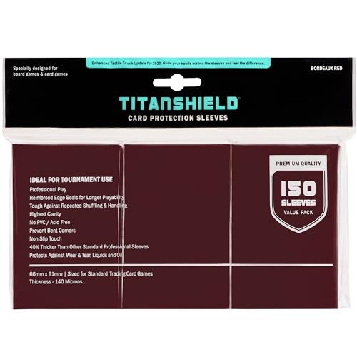 TitanShield Premium Card Sleeves Compatible with Pokemon One Piece Lorcana Flesh Blood Magic The Gathering MTG 150 Sleeves Standard 1 Bordeaux Red Standard 66x91mm - Image 1