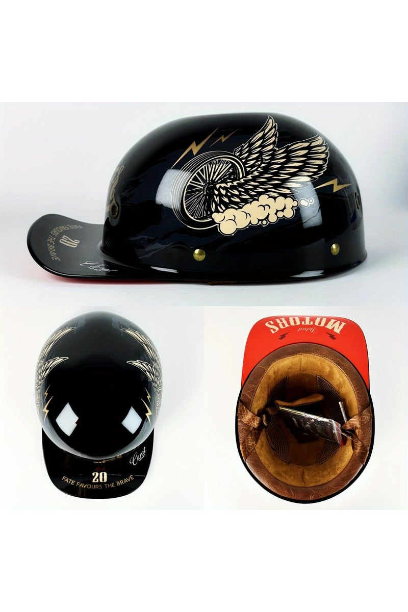 إيروريكس خوذة دراجة نارية سوداء كبيرة الحجم بتصميم قاطرة، مناسبة لركوب الدراجات الكهربائية، بتصميم قاطرة، مناسبة لدراجات هارلي الكلاسيكية، خوذة نصفية