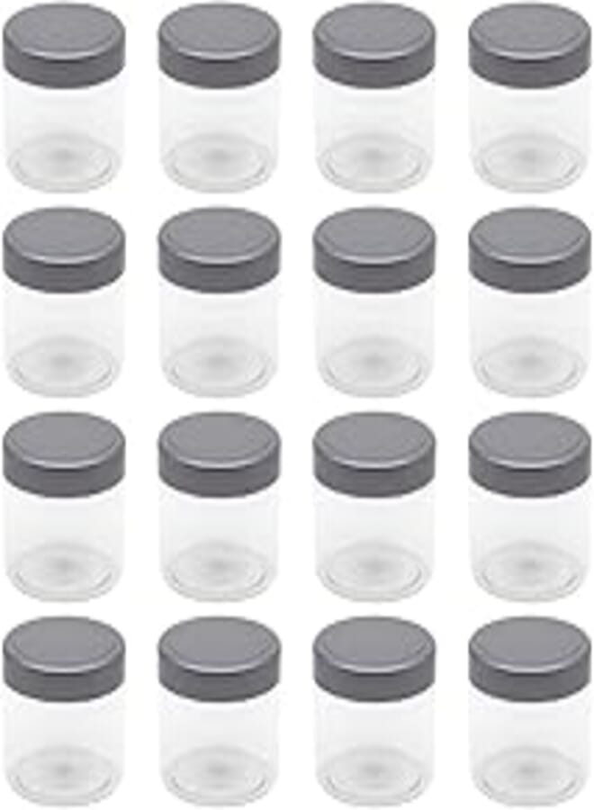 8 Pieces Clear White Plastic Jar 200ml - 7 Ct Diameter - Silver Highlighted Lid and Plastic Medicine - High Quality Healthy Plastic Empty Refill Box Storage Jar - Artistic (Silver Pointed Lid)