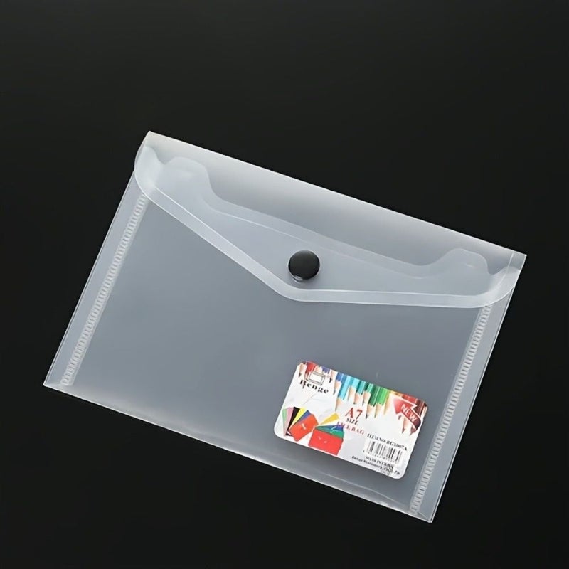 Transparent White 24 A7 Durable PP File Bags with Snap Buttons Reusable Office Storage - Image 1