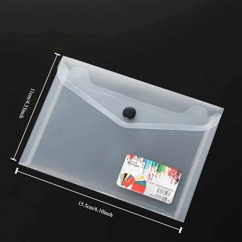 Transparent White 24 A7 Durable PP File Bags with Snap Buttons Reusable Office Storage - Image 3