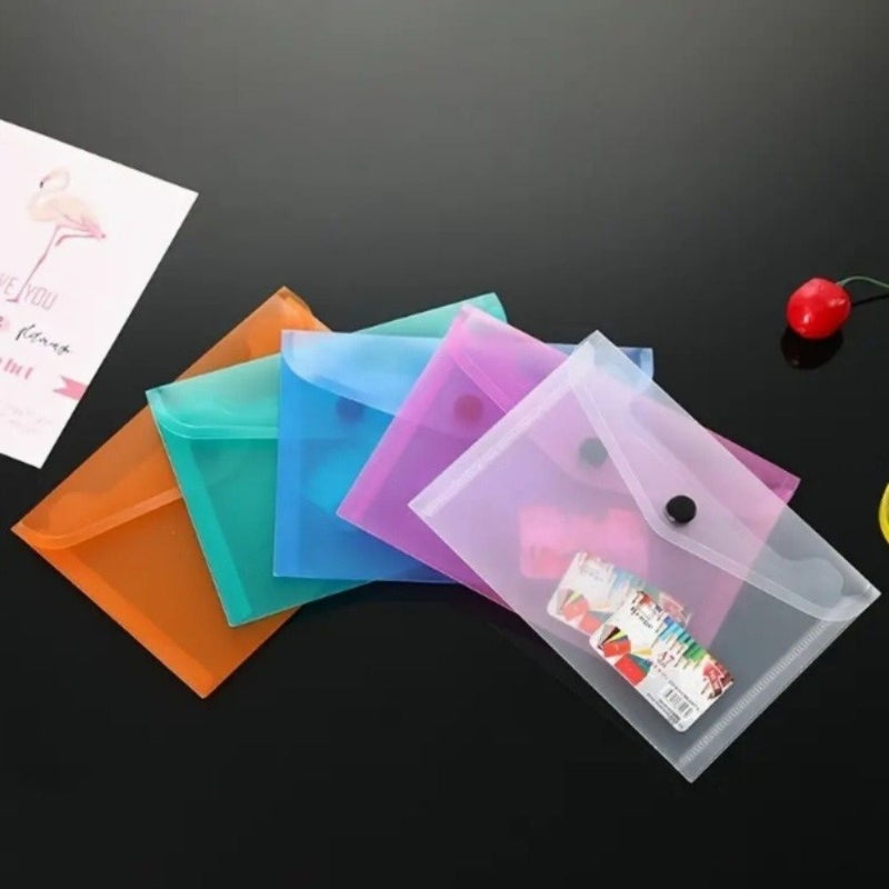 Transparent White 24 A7 Durable PP File Bags with Snap Buttons Reusable Office Storage - Image 2
