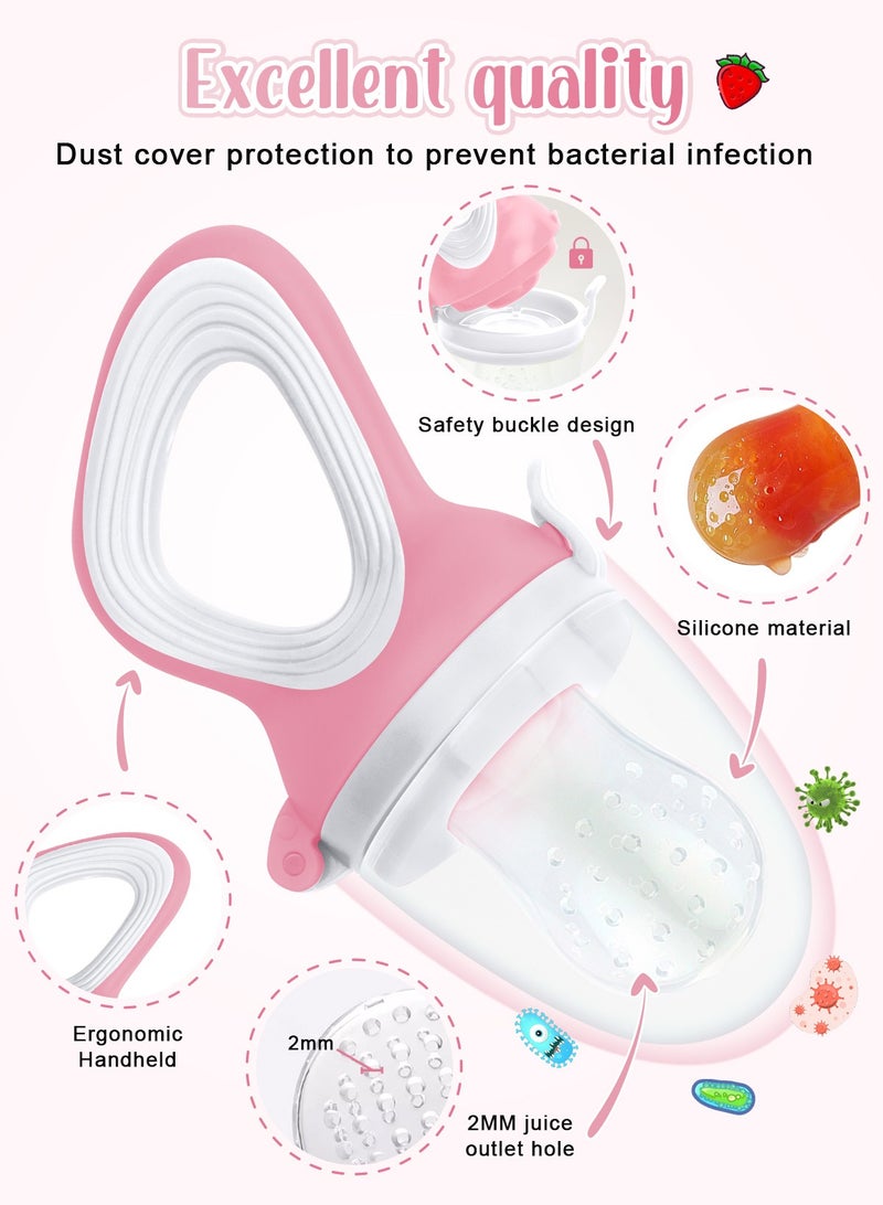 URbazaar Baby Food Feeder, 2 Pack Baby Fruit Feeder Pacifier Fresh Food Feeder with 3 Sizes Silicone Pouches,1 Baby Feeding Spoons for Toddlers Infant  - Image 3