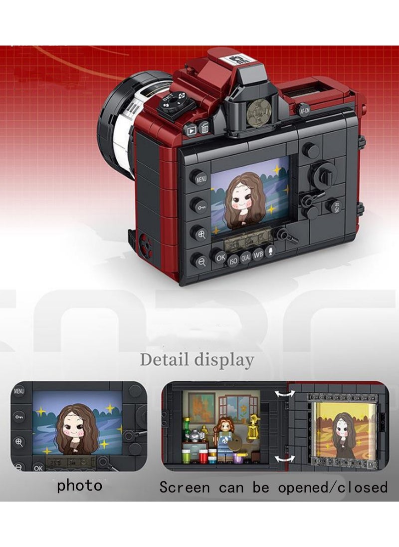 Camera Building Block Model Set Creative Diy Simulation Collection Building Assembly Children'S Toys Home Decoration (Red)