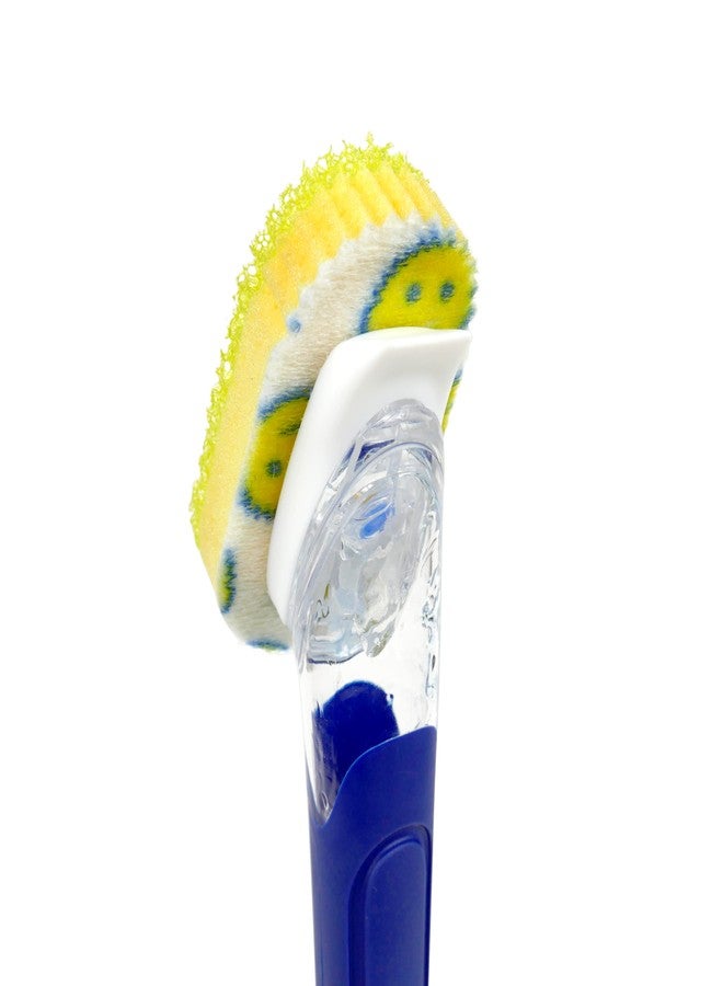 Scrub Daddy Dish Wand Scrubbing Brush with Handle, Soap Dispensing Dish Brushes, Texture Changing Washing Up Sponges With Liquid Dispenser, Scrubber with Scraper & Detachable Head Sponge, Blue - Image 2