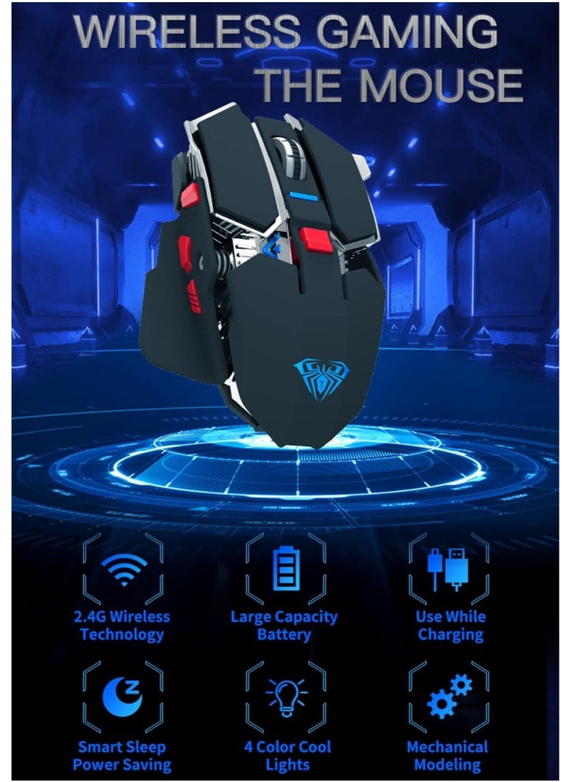 Ola SC300 Rechargeable Gaming Mouse, RGB, Up to 3200 DPI, 680mAh Battery, 2.4GHz Wireless Optical, Black