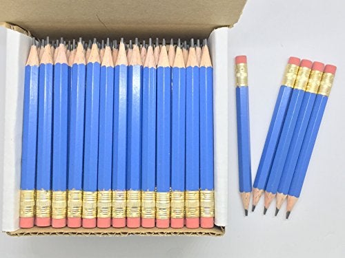 Express Pencils Half Pencils with Eraser - Golf, Classroom, Pew, Short, Mini, Non Toxic - Hexagon, Sharpened, #2 Pencil, Color - Blue, Box of 72 (half gross) Blue Golf Pocket Pencils ™ - Image 2