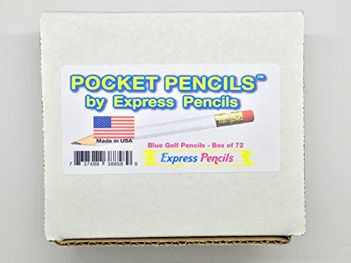 Express Pencils Half Pencils with Eraser - Golf, Classroom, Pew, Short, Mini, Non Toxic - Hexagon, Sharpened, #2 Pencil, Color - Blue, Box of 72 (half gross) Blue Golf Pocket Pencils ™ - Image 4