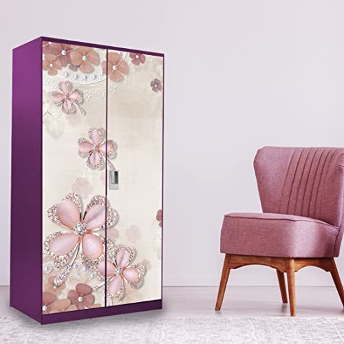 WallDaddy Self Adhesive Almirah Stickers, Wall Stickers, Decorative Sticker Wallpaper for Home Wardrobe Doors (Falling Flower Almirah) PVC Vinyl Size Large (39 x 84 Inch) - Image 4