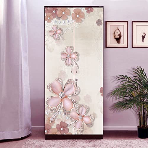 WallDaddy Self Adhesive Almirah Stickers, Wall Stickers, Decorative Sticker Wallpaper for Home Wardrobe Doors (Falling Flower Almirah) PVC Vinyl Size Large (39 x 84 Inch) - Image 1