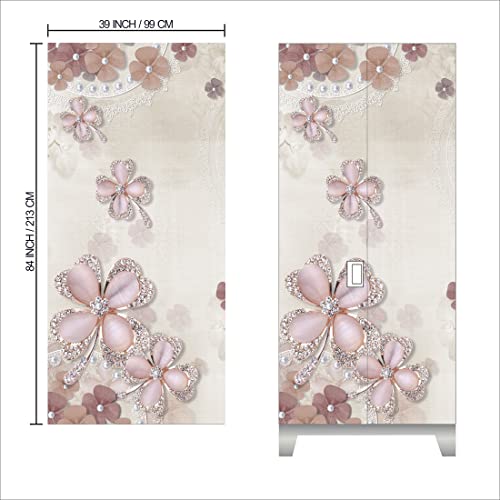 WallDaddy Self Adhesive Almirah Stickers, Wall Stickers, Decorative Sticker Wallpaper for Home Wardrobe Doors (Falling Flower Almirah) PVC Vinyl Size Large (39 x 84 Inch) - Image 2