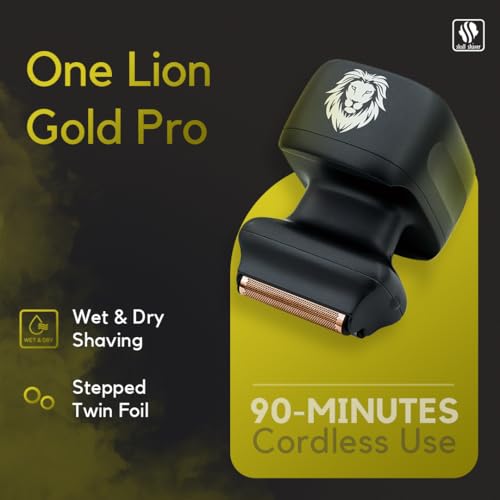 Skull Shaver One Lion Gold PRO Face Shaver for Men - Precision Grooming - Stepped Twin Foil - Ergonomic Grip - LCD Display - Cordless & Rechargeable - Image 2