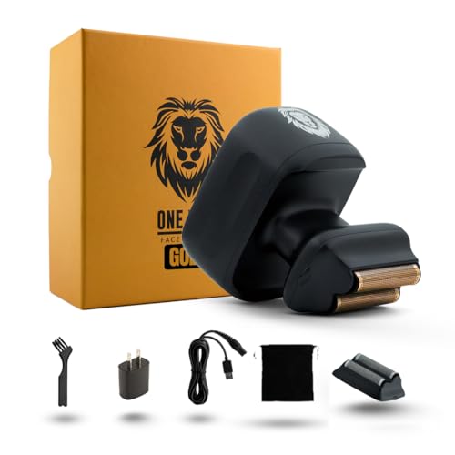 Skull Shaver One Lion Gold PRO Face Shaver for Men - Precision Grooming - Stepped Twin Foil - Ergonomic Grip - LCD Display - Cordless & Rechargeable - Image 1