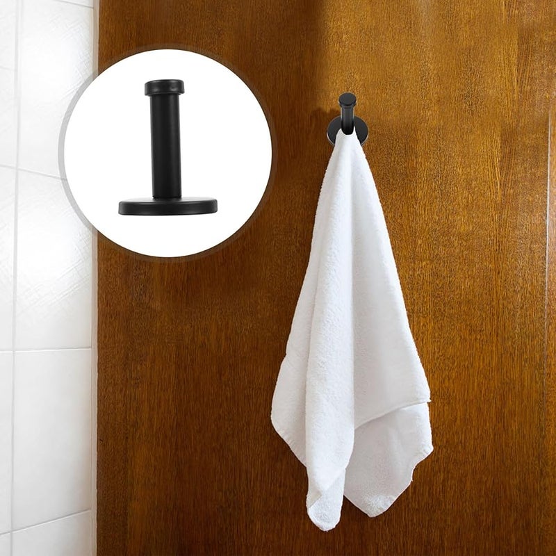 6Pcs Black Stainless Steel Wall Mounted Coat Key Umbrella Hat Bag Hooks - Image 4