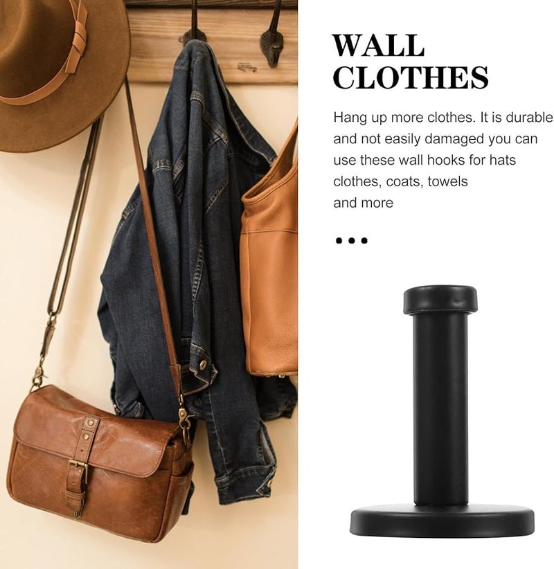 6Pcs Black Stainless Steel Wall Mounted Coat Key Umbrella Hat Bag Hooks - Image 3