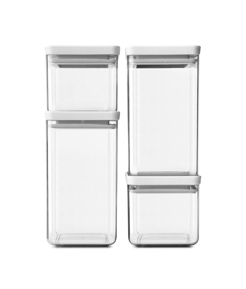 Brabantia Tasty 4pc Stackable Food Canisters Set Light Gray 2x 07qt 2x 17qt BPAFree SpaceSaving Jars with Silicone Seal Lids for Freshness - Image 2