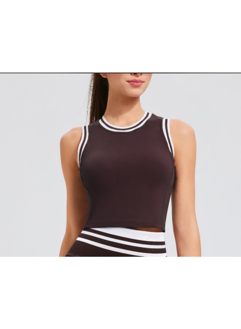 Women Fitness Workout Tank Tops with Shelf Built In Bra with Fixed Padding Sportswear Sports Vest for Yoga Gym  - Image 1