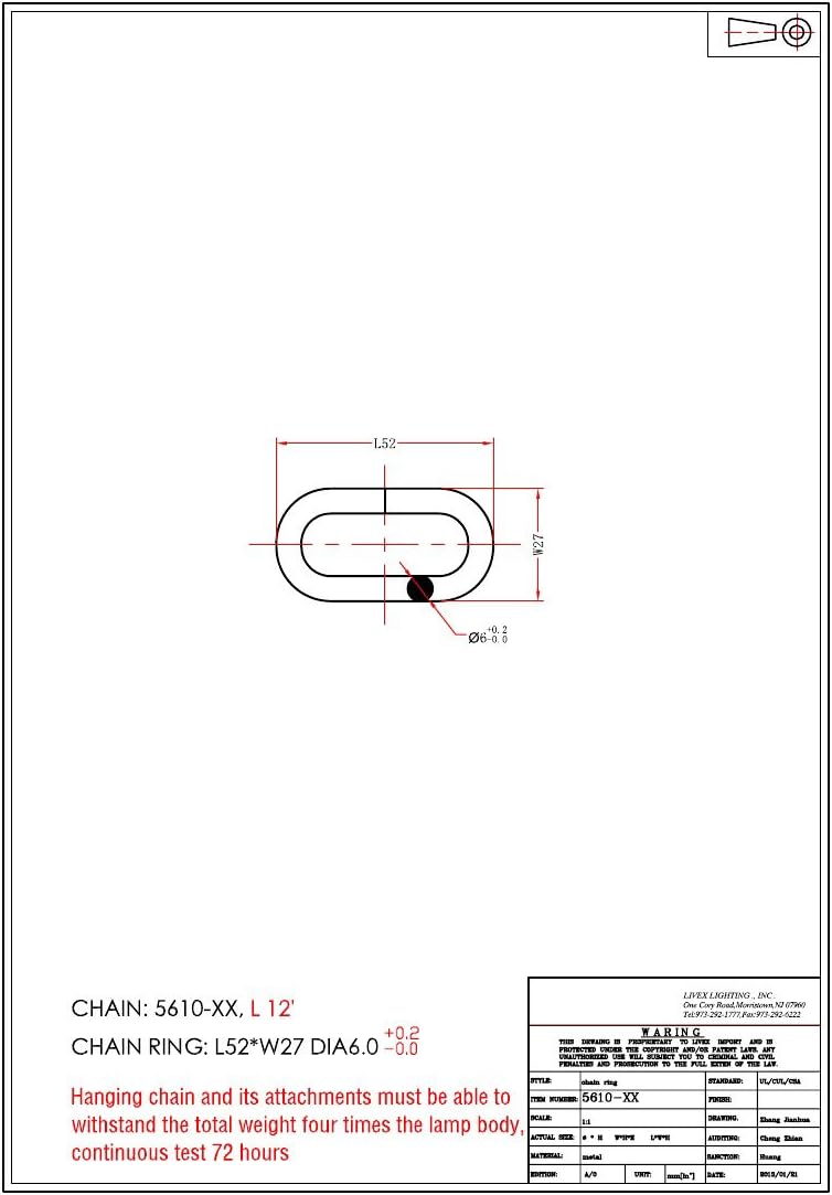 Livex Lighting 5607-73 Accessories Light Standard Decorative Chain, Hand Painted Antique Silver Leaf, 0.1 x 36 x 0.1 - Image 4