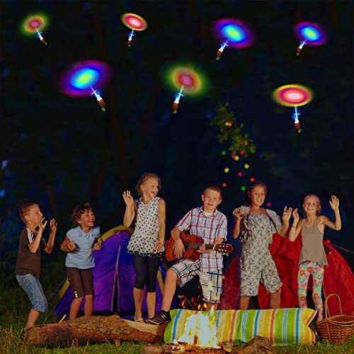 WELLVO 60Pcs Rocket Helicopter with LED Lights 30 Launchers + 30 Glow Rocket Helicopters Glow in The Dark Party Supplies Flying Outdoor Toys Party Favors for Kids 8-12,4-8 - Image 3