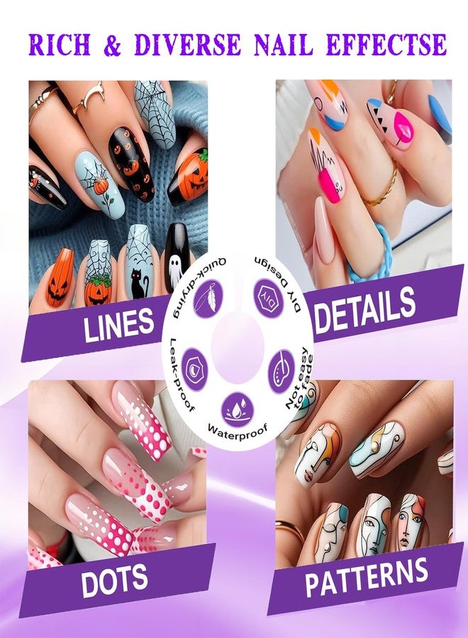 Renyqatt Nail Art Pens Set 12 Colors Nail Art Markers, Polish Pen for 3D Nail Art, Drawing Painting Liner Brush for DIY Nail Art Beauty Adorn Manicure Tool (N1) - Image 3