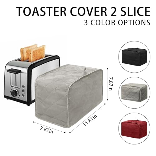 BOHEMIABY Toaster Cover 2 Slice, Bread Dust Cover & Fingerprint Protection-Polyester & Cotton, Kitchen Small Appliance(Grey) - Image 2