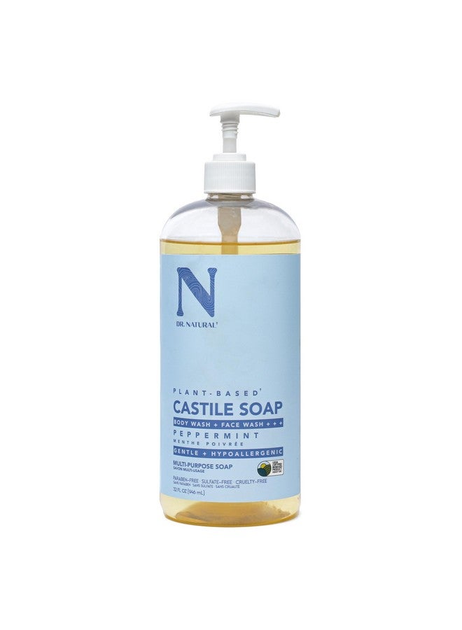 Dr. Natural Castile Liquid Soap, Peppermint, 32 oz - Plant-Based - Made with Organic Shea Butter - Rich in Coconut and Olive Oils - Sulfate and Paraben-Free, Cruelty-Free - Multi-Purpose Soap - Image 1
