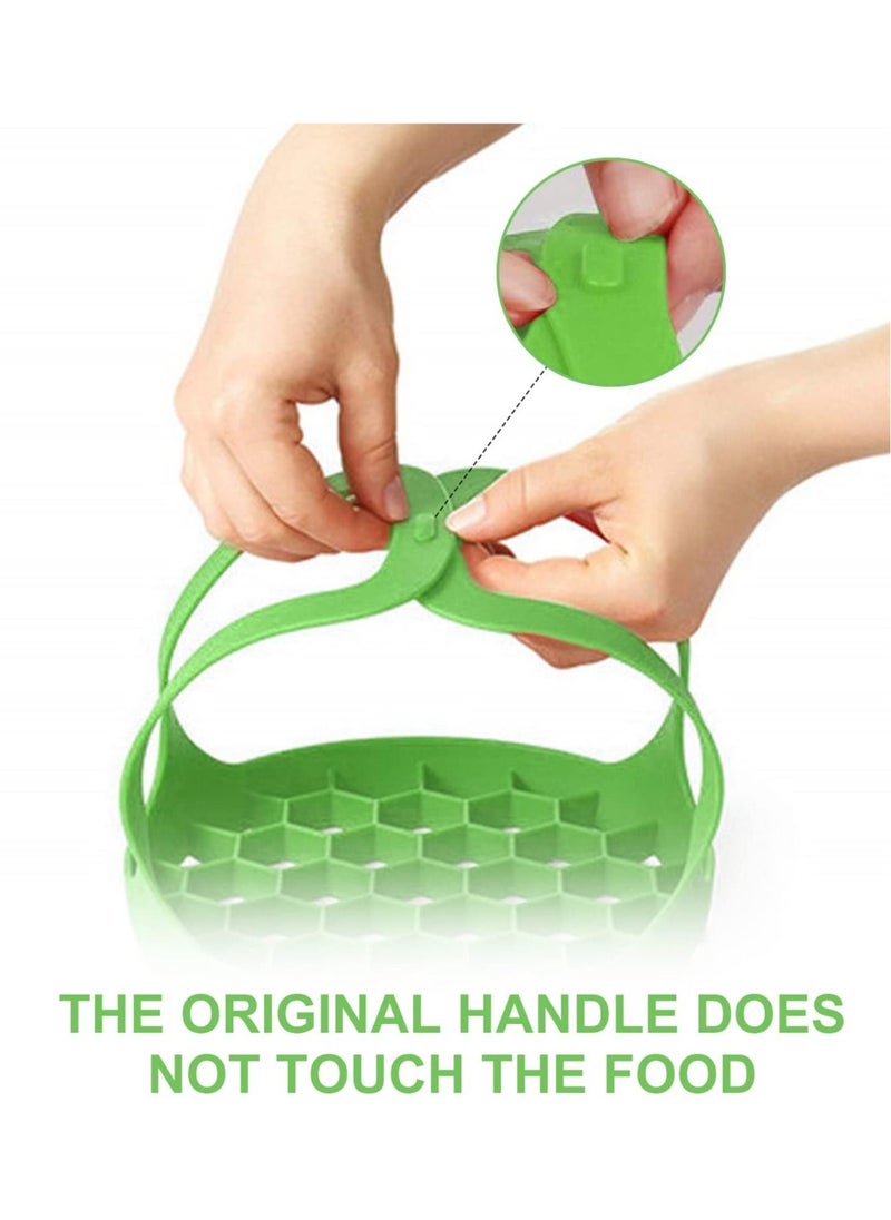 KASTWAVE - 21x21x2.5 cmcm Silicone Steamer Sling Portable Non-Stick Steamer Sling Anti-scalding Baking pan Lifting Steamer Rack Egg Steamer Rack and Baking Pan Sling 6 Qt /8 Qt Green 21x21x2.5 cm Green - Image 1