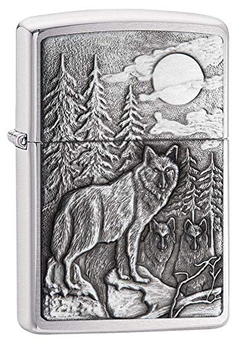 Zippo Timberwolves Brushed Chrome Pocket Lighter Silver One Size Model Number 20855 - Image 1