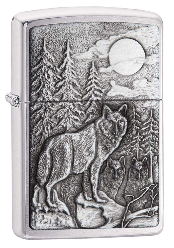 Zippo Timberwolves Brushed Chrome Pocket Lighter Silver One Size Model Number 20855 - Image 2