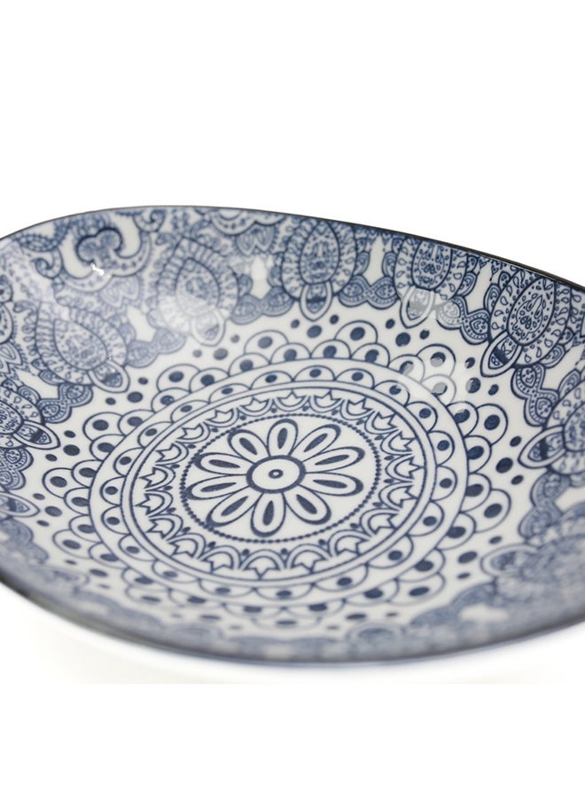 AKDC Akdc Ceramic Soup Bowl Arabisc Ideal For Rice, Soup, Salad, Pasta With Tradational Classic Arabic Texture Designed Flat Round Shaped Kitchenware Dining Tableware  8" Oval Bowl - Image 3