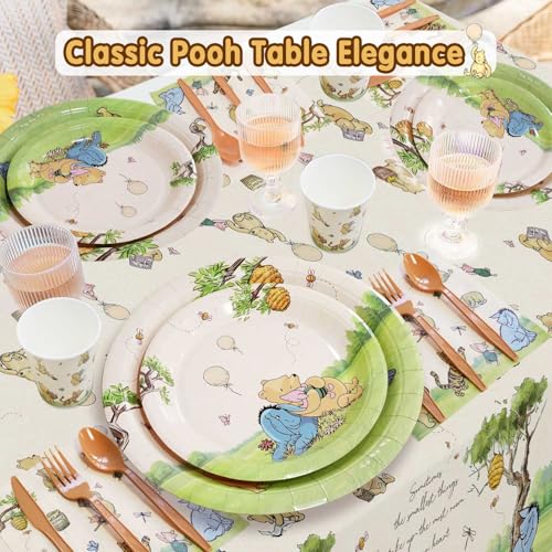 Heboland Winnie Birthday Decorations Plates Set 175PCS Classic Pooh Happy Birthday Plates Cups Napkins Cutlery for 25 Guests - Image 3