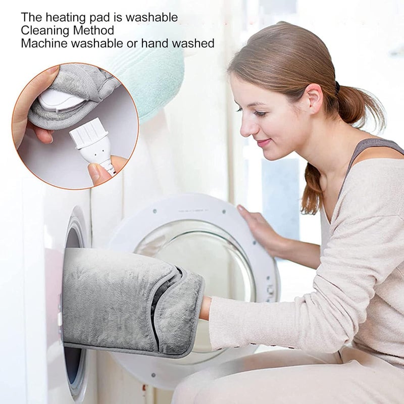 klarako 6 Level Adjustable Electric Foot Warmer, Soft Flannel, Fast Heating, Reduce Pain, Shoulder Heating Pad, Silver Gray, Auto Off (US Plug 100V‑120V) - Image 5