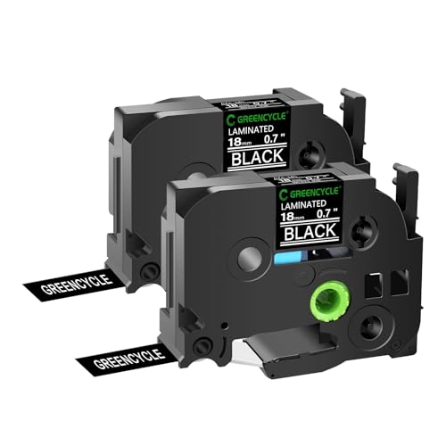 GREENCYCLE 2 Pack Compatible for Ptouch Label Maker Tape TZe345 TZe-345 TZ345 TZ-345 White on Black TZe TZ Tape 18mm 0.7 Laminated Black Label Tape for PT-D400 D410 D450 D600 P700 P710BT - Image 1