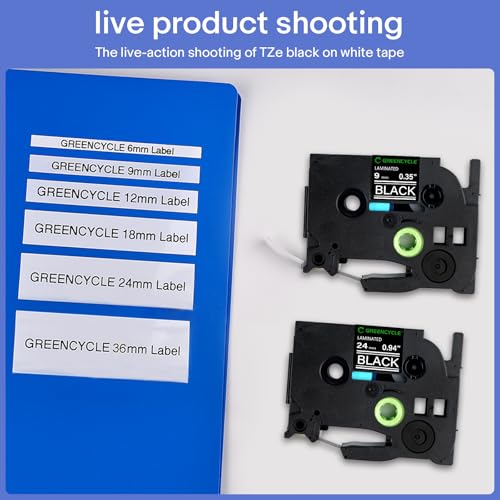 GREENCYCLE 2 Pack Compatible for Ptouch Label Maker Tape TZe345 TZe-345 TZ345 TZ-345 White on Black TZe TZ Tape 18mm 0.7 Laminated Black Label Tape for PT-D400 D410 D450 D600 P700 P710BT - Image 3