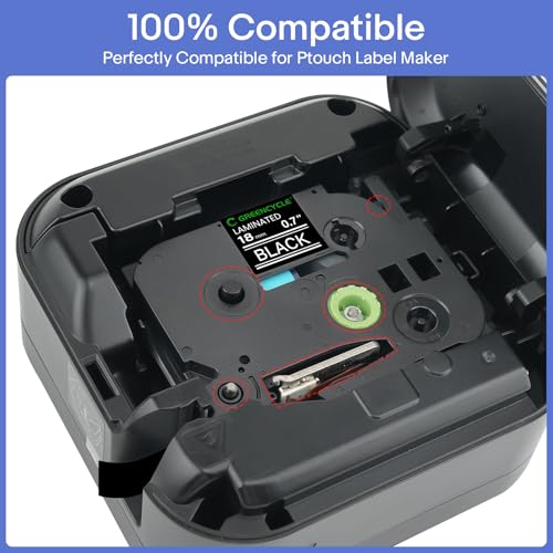 GREENCYCLE 2 Pack Compatible for Ptouch Label Maker Tape TZe345 TZe-345 TZ345 TZ-345 White on Black TZe TZ Tape 18mm 0.7 Laminated Black Label Tape for PT-D400 D410 D450 D600 P700 P710BT - Image 2