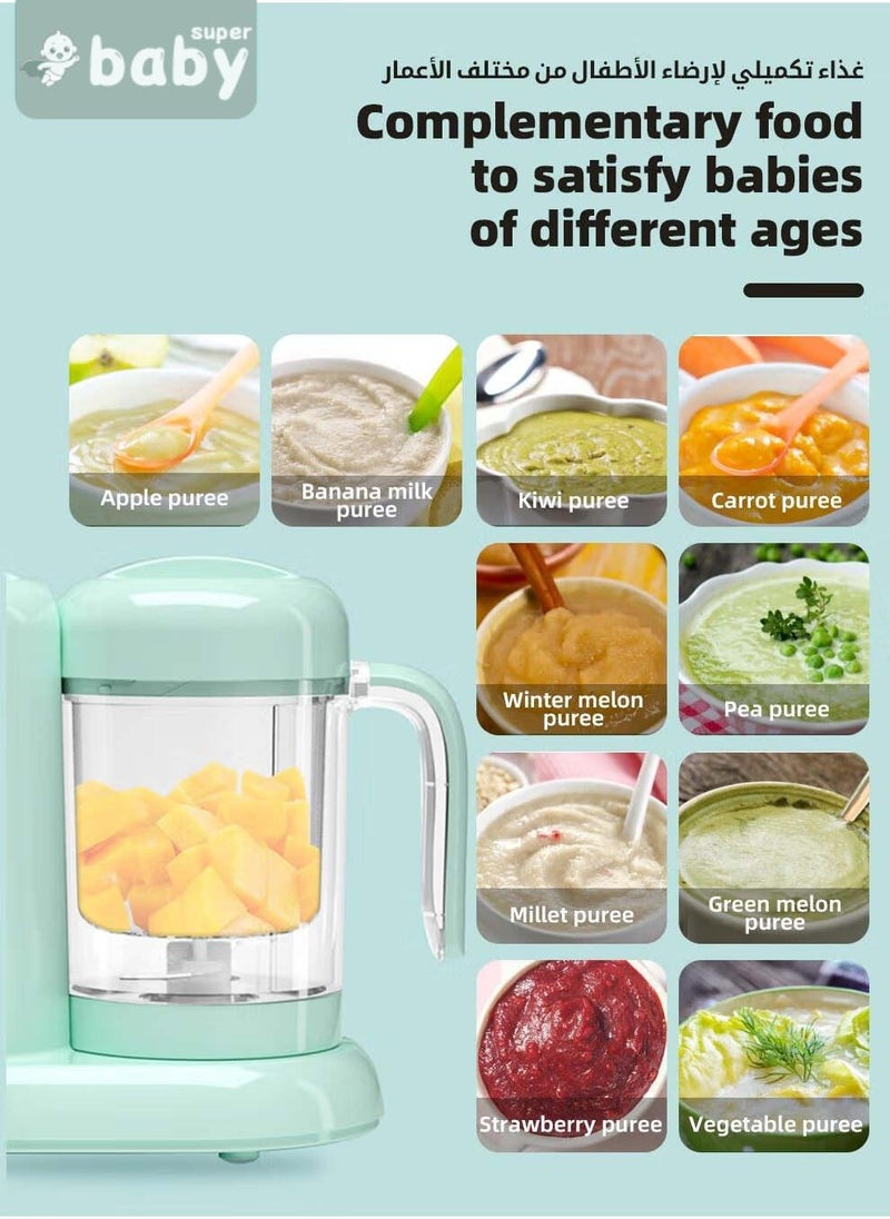 سوبر بيبي محضر طعام للأطفال 4 في 1، خلاط معالج للأطعمة الرضع، سهل الاستخدام للرضع والأطفال الصغار، آلة لطحن الطعام إلى العصائر، تلقائية الطهي والتحريك، خالية من مادة البيسفينول-أ - Image 3