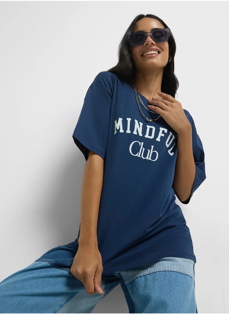 جينجر Oversize Slogan T-Shirt