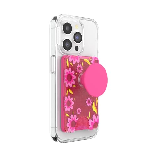 POPSOCKETS محفظة هاتف بوب سوكيتس مع قبضة قابلة للتوسيع وحلقة محول لماغسيف، حامل بطاقات الهاتف، متوافقة مع الشحن اللاسلكي، محفظة متوافقة مع ماغسيف - وردي مريح - Image 1