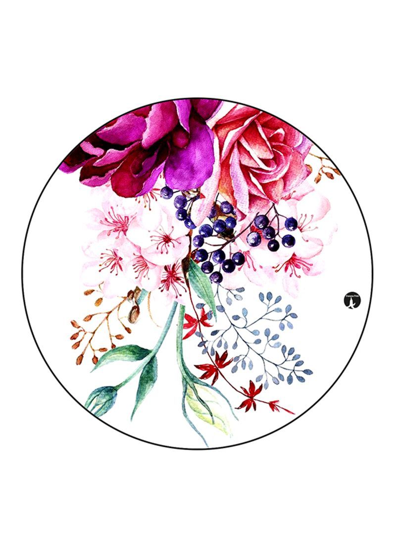 RKN Flowers Printed Mouse Pad Round  Multicolour