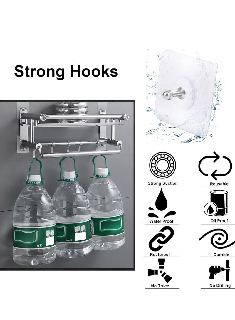 Heavy Duty Adhesive Hooks - Nail-Free Wall Mounting Hooks, Waterproof & Rustproof, 16mm Diameter, 20-Pack for Hanging Shelves/Tools  - Image 5