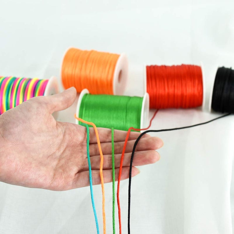 TONIFUL 2mm x 110 Yards Black Nylon Cord Satin String for Bracelet Jewelry Making Rattail Macrame Trim Cord Necklace Bulk Beading Thread Kumihimo Chinese Knot Craft - Image 5