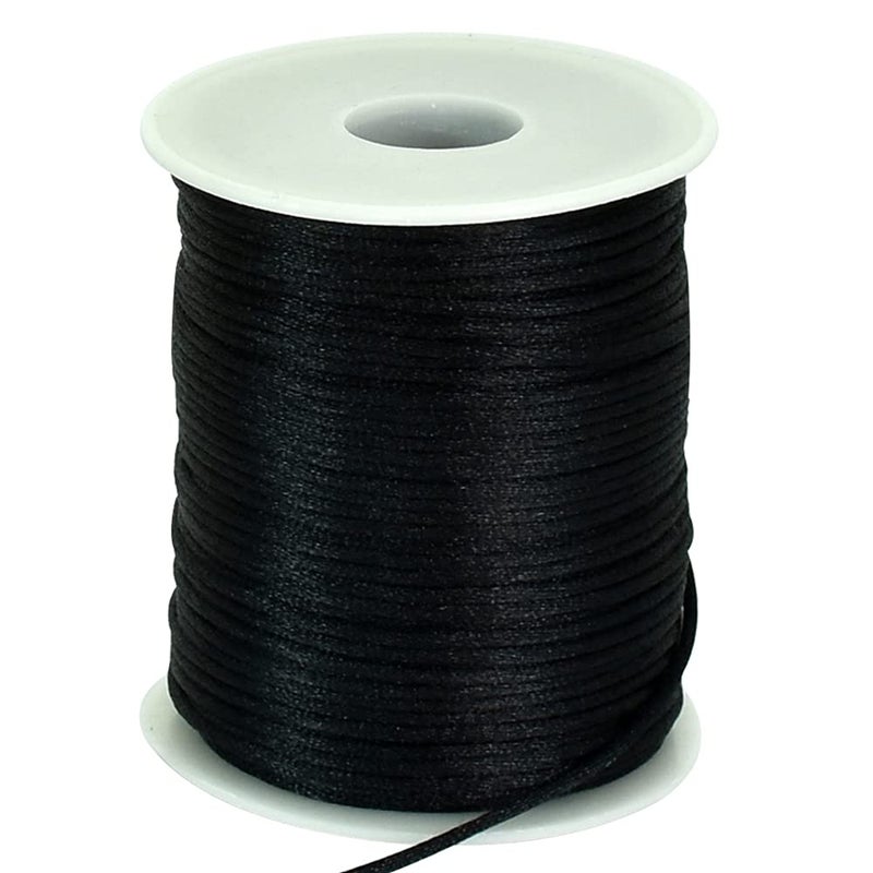 TONIFUL 2mm x 110 Yards Black Nylon Cord Satin String for Bracelet Jewelry Making Rattail Macrame Trim Cord Necklace Bulk Beading Thread Kumihimo Chinese Knot Craft - Image 1
