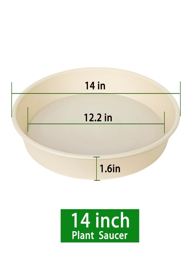 Bleuhome 2 Pack of 14 inch Plant Saucers Bird Bath Bow Round, Plastic Plant Saucer Tray for Pots, White Planters for Indoor Plants, Plant Trays for Planter 12-15" (14", Beige) - Image 2