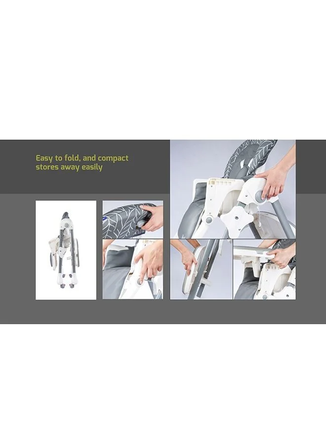 Jikel Tron Highchair with Adjustable Height And Tray, Upto 3 Years  - Cool Grey